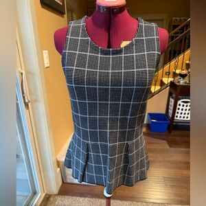 Knit Black and White Peplum Tank Top